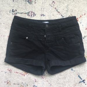 Black Cuff Denim Shorts